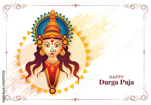 Happy navratri celebration on durga puja beautiful face card background