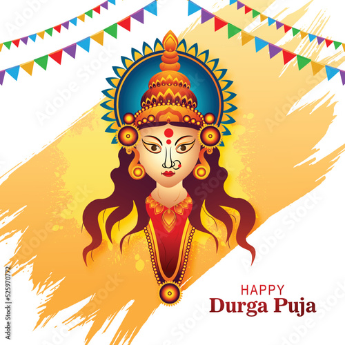 Happy durga puja india festival holiday card illustration background