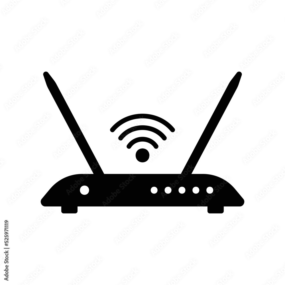 Router icon in black solid style Router icon in black solid style