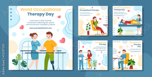 World Occupational Therapy Day Social Media Post Template Hand Drawn Cartoon Flat Illustration