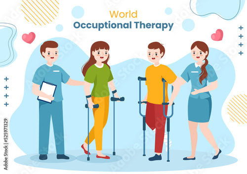 World Occupational Therapy Day Background Template Hand Drawn Cartoon Flat Illustration