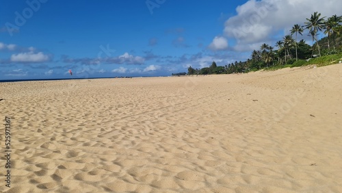 Golden sand and endless beach at Sunset Beach - Oahu - Hawaii