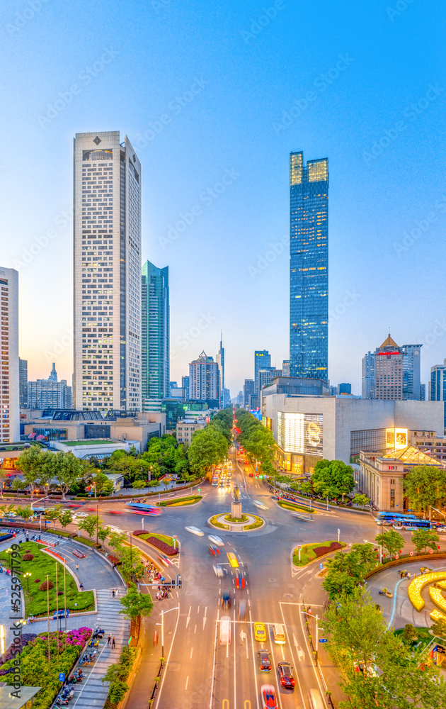 Obraz premium Aerial photography Deji Plaza, Xinjiekou business district, downtown Nanjing, Jiangsu province, China