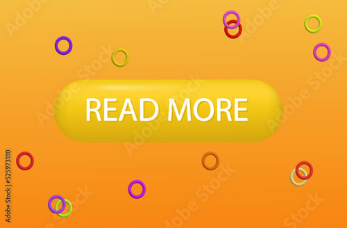 3d button enter and read more. Touch, download, continue on. Yellow button send now or click here. Banner with action concept learn new information, enter, follow next. Game, ui. Vector illustration