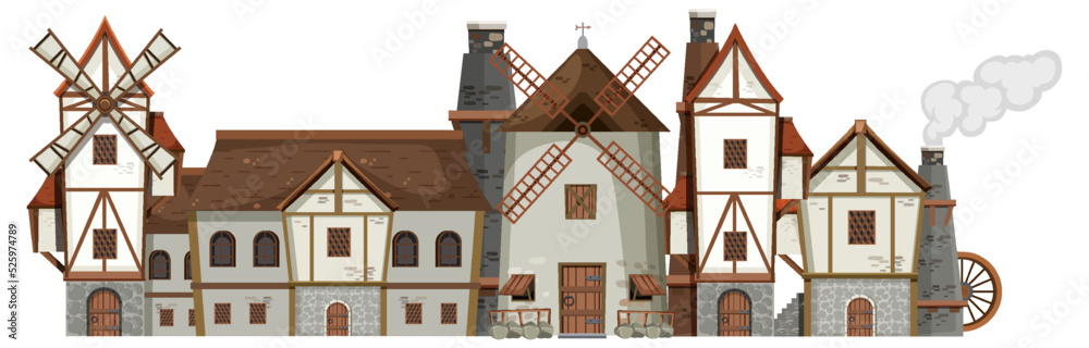 Medieval ancient building on white background Medieval ancient building on white background