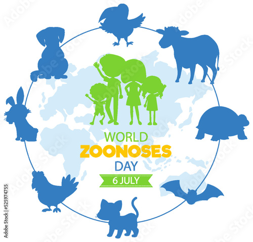 World zoonoses day on 6 July banner design