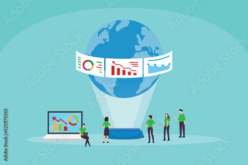 Global business development and startegy 2d vector illustration concept for banner, website, illustration, landing page, flyer, etc.