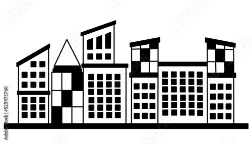 building icon black and white illustration design