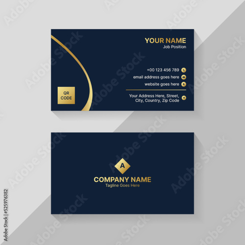 Golden Luxury Blue Professional Business Card Template Design