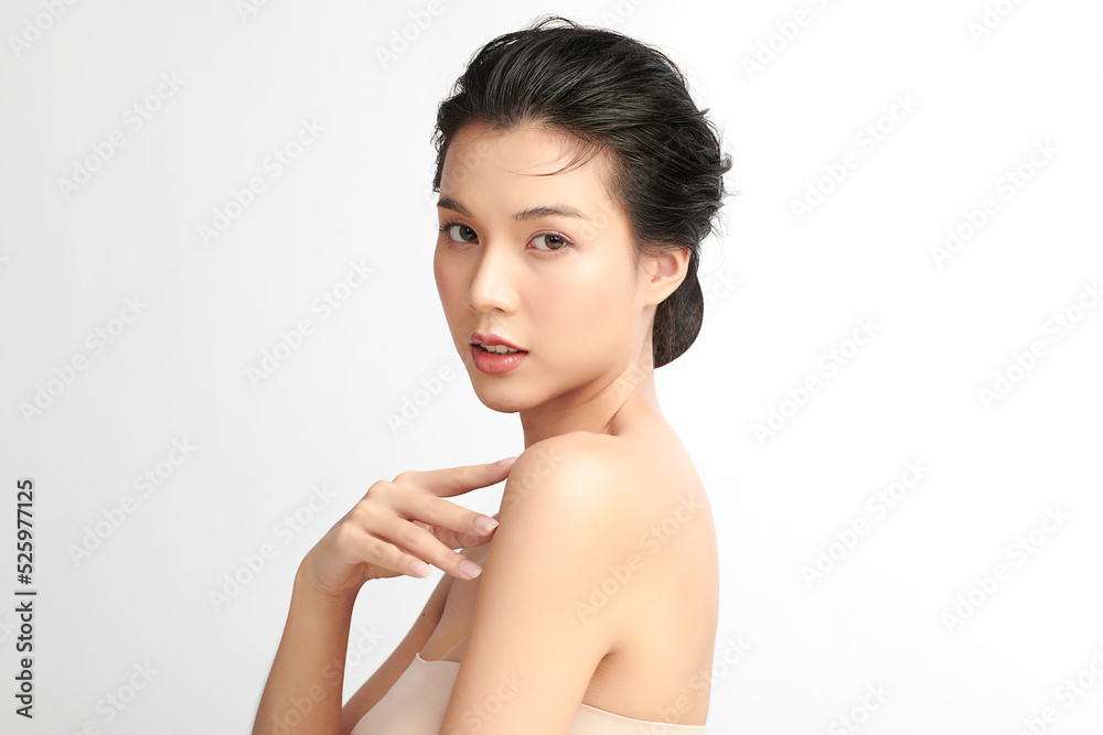 Beautiful young asian woman with clean fresh skin on white background, Face care, Facial treatment, Cosmetology, beauty and spa, Asian women portrait. Beautiful young asian woman with clean fresh skin on white background, Face care, Facial treatment, Cosmetology, beauty and spa, Asian women portrait.