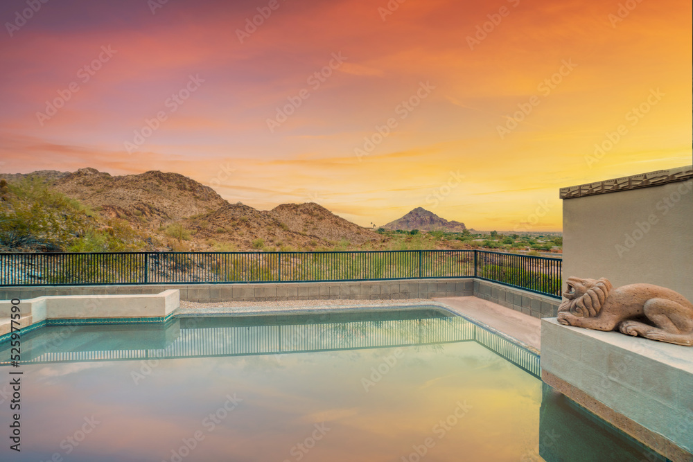 Fototapeta premium swimming pool at sunset