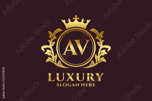 Initial AV Letter Royal Luxury Logo template in vector art for luxurious branding projects and other vector illustration.