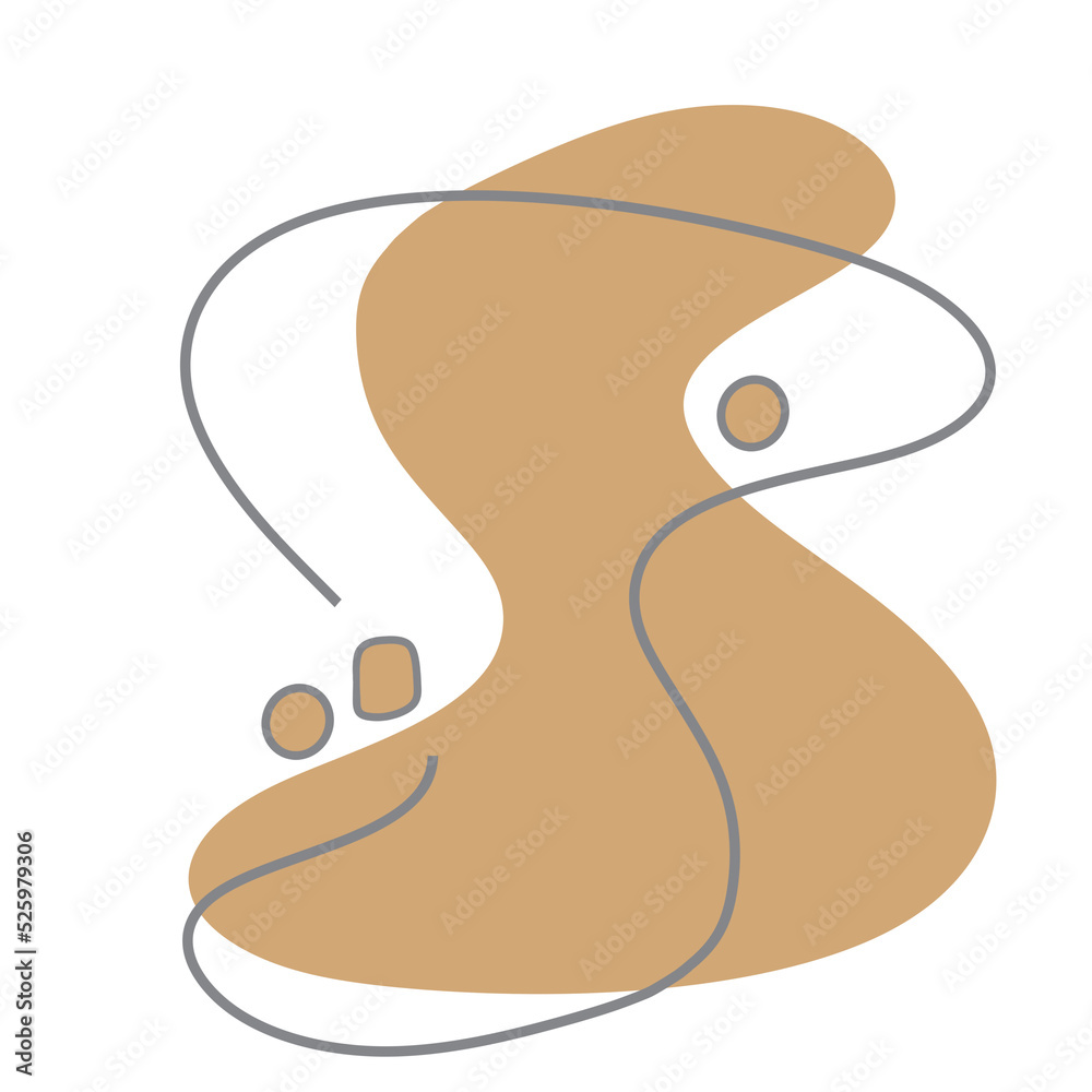 Abstract shape brown pastel blob line art and small element. Abstract shape brown pastel blob line art and small element.