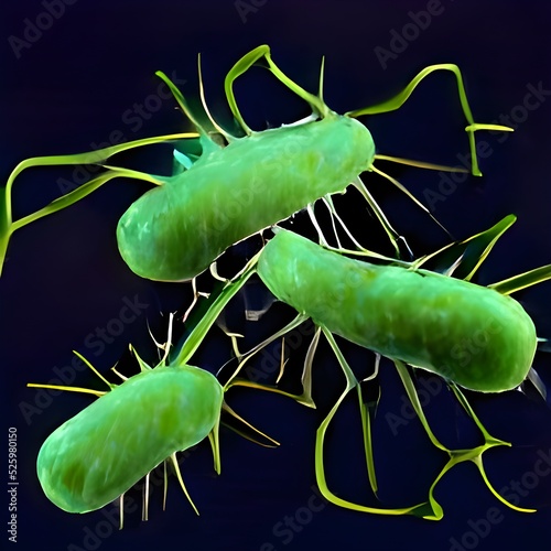 Bacteria outbreak and bacterial infection as a microscopic background photo