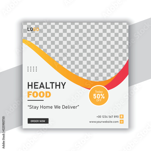 Food menu and restaurant social media banner template