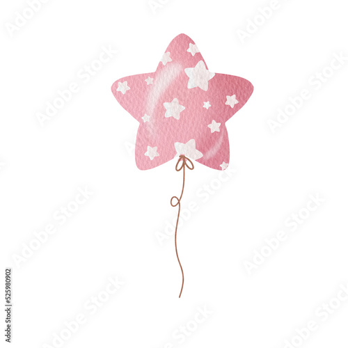Pink balloon watercolor star shape. © moji1980