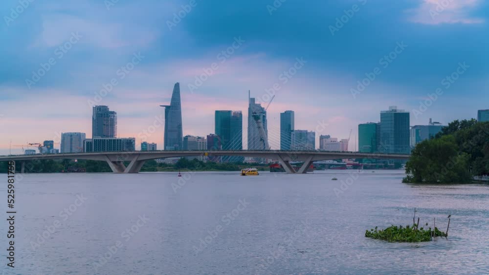 SAI GON, HO CHI MINH CITY, VIETNAM - Time Lapse Day to Night Downtown SaiGon SAI GON, HO CHI MINH CITY, VIETNAM - Time Lapse Day to Night Downtown SaiGon