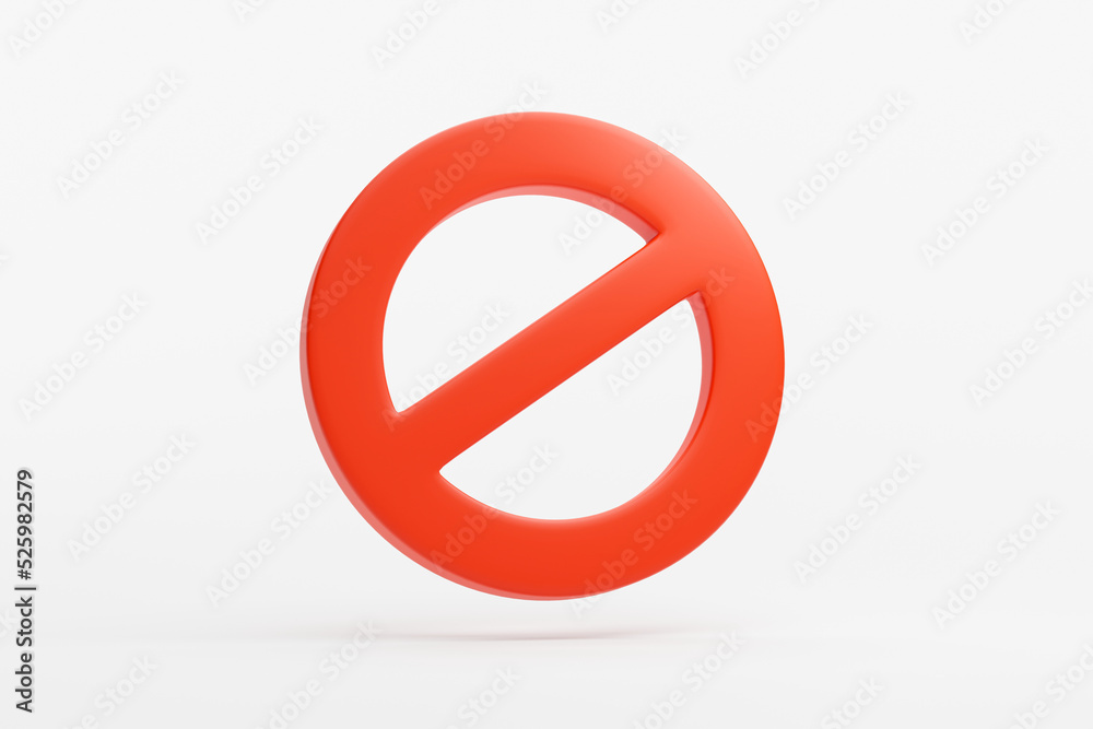 Red prohibited sign no icon warning or stop symbol safety danger 3D illustration Red prohibited sign no icon warning or stop symbol safety danger 3D illustration