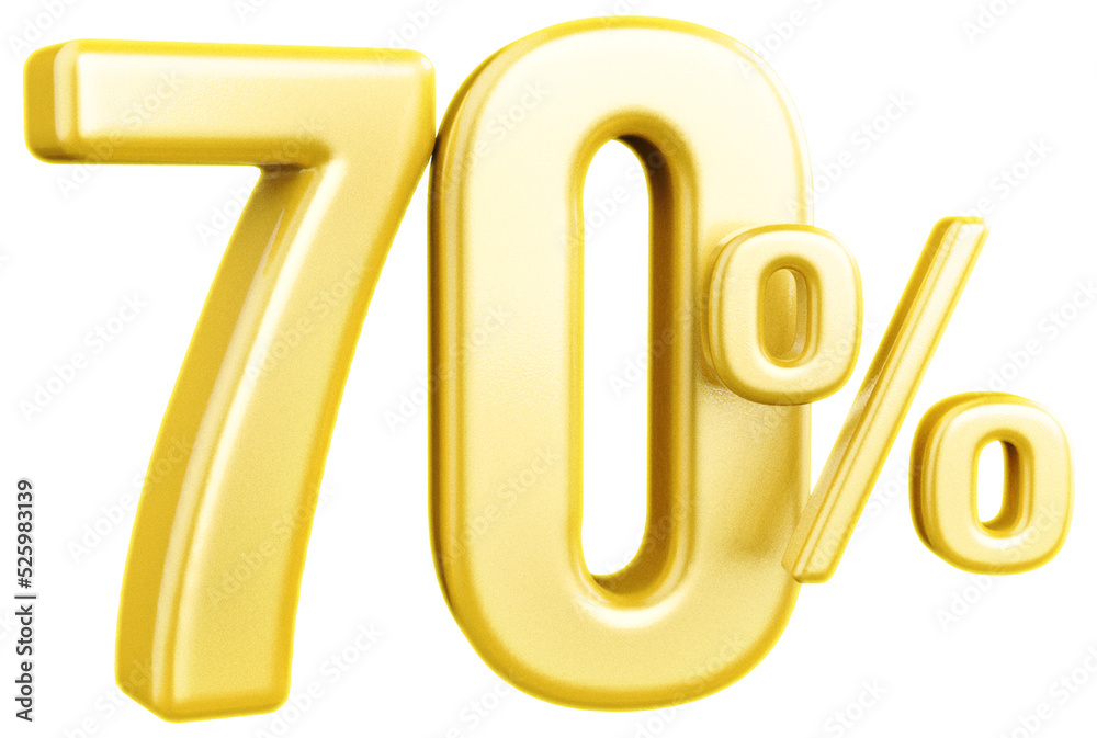 number sale 70 percent gold 3d number sale 70 percent gold 3d