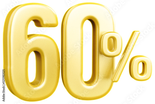 number sale 60 percent gold 3d