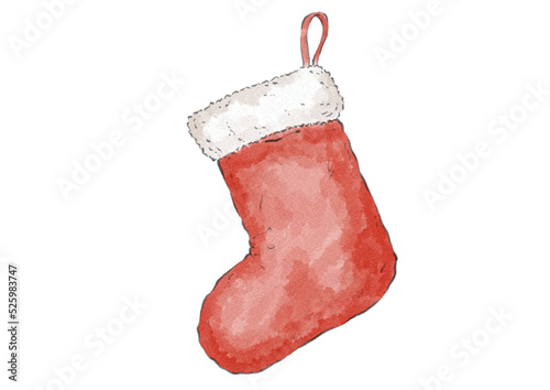 クリスマスソックスのイラスト（水彩風）