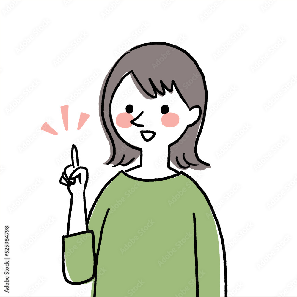 一本指を立てている女性 ひらめき 一本指を立てている女性 ひらめき