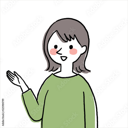 案内している女性