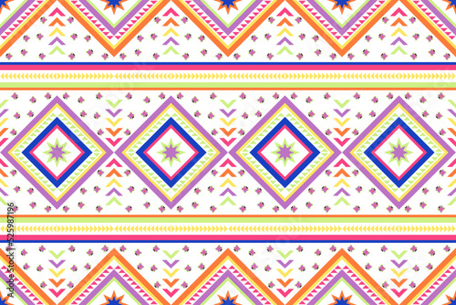 Aztec Geometric with trendy color palette fabric pattern textile. Ethnic traditional nation. floor tile, carpet pillow case, Tribal vector ornament. Seamless African Moroccan