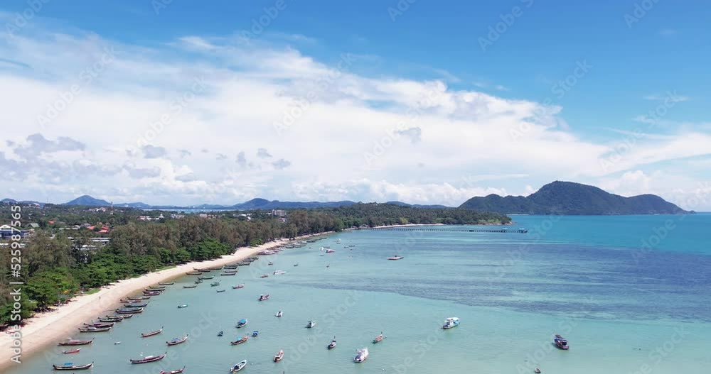 view of the sea and mountains. Top view drone scenic point boats seaside during sunset. view of the sea and mountains. Top view drone scenic point boats seaside during sunset.