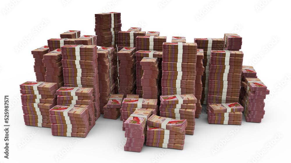 Big stack of Bermudian Dollar notes. A lot of money isolated on white background. 3d rendering of bundles of cash Big stack of Bermudian Dollar notes. A lot of money isolated on white background. 3d rendering of bundles of cash
