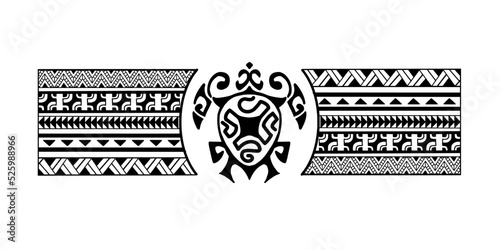 Polynesian border tattoo design.  Pattern aboriginal samoan. Black and white texture, isolated vector.