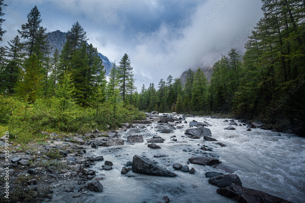  Landscape.Fragment of a mountain river