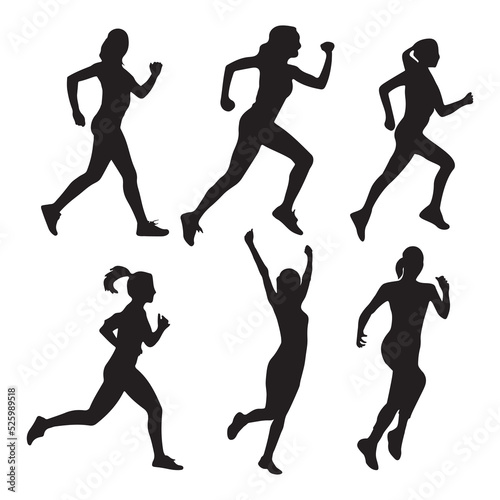 Running woman silhouettes