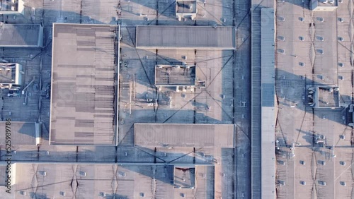 Aerial top down view of equipment on roof.