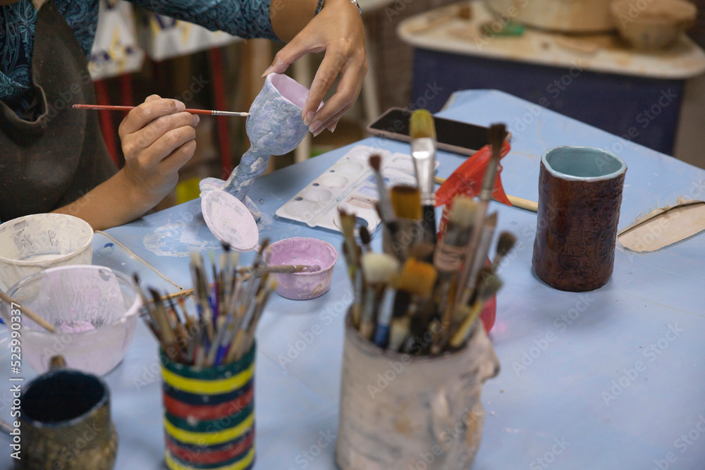 A set of hand tools for working with clay, pottery and making ceramic