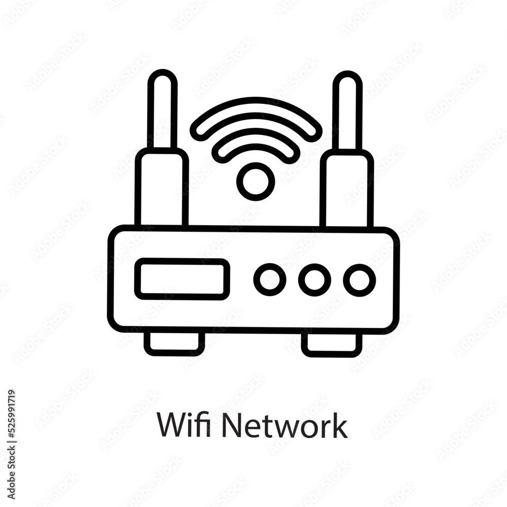 Wifi Network vector Outline Icon Design illustration on White background. EPS 10 File Wifi Network vector Outline Icon Design illustration on White background. EPS 10 File