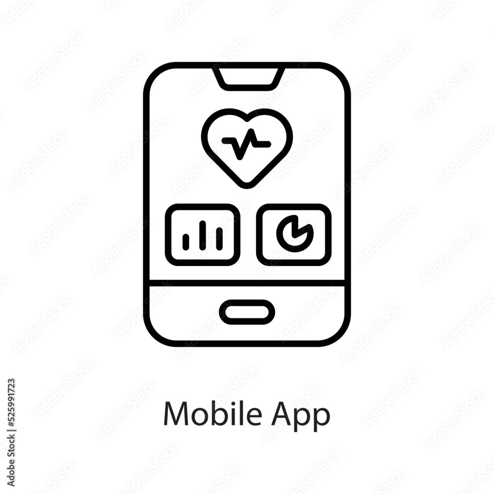 Mobile App vector Outline Icon Design illustration on White background. EPS 10 File Mobile App vector Outline Icon Design illustration on White background. EPS 10 File