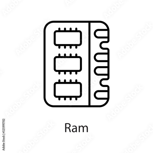 Ram vector Outline Icon Design illustration on White background. EPS 10 File 