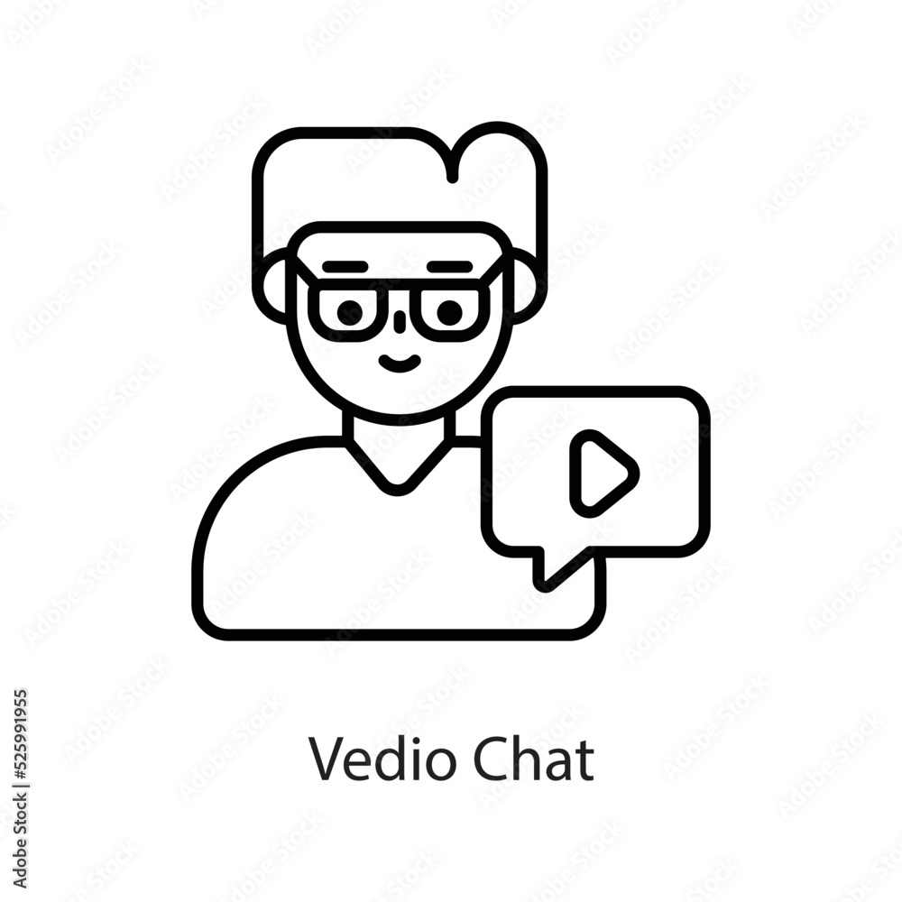 video Chat vector Outline Icon Design illustration on White background. EPS 10 File 
