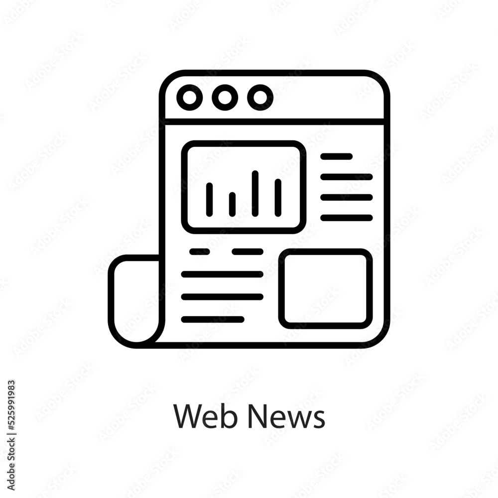 Web News vector Outline Icon Design illustration on White background. EPS 10 File Web News vector Outline Icon Design illustration on White background. EPS 10 File