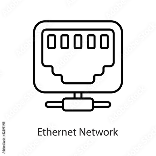 Ethernet Network vector Outline Icon Design illustration on White background. EPS 10 File 