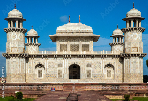 The Tomb of Itimad-ud-Daulah with its intense design-scape stands as a silent cornerstone in Mughal architecture inspite of overshadowed by its world-renowned neighbor, the Taj of Agra-India. photo