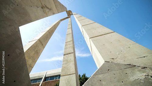 Panning of a Monument seeing from a really low angle photo