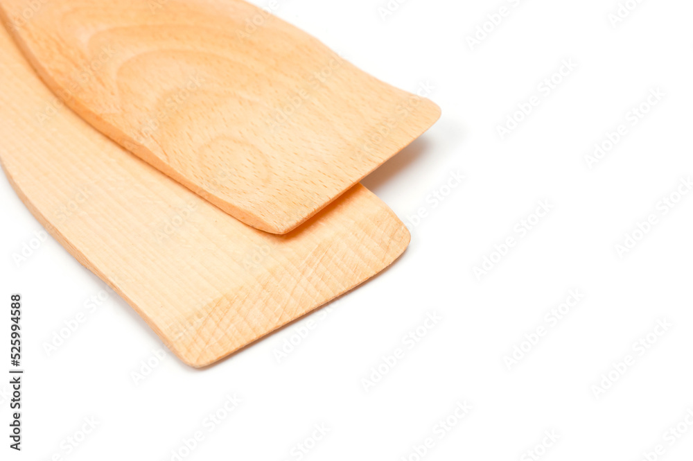 Wooden spatulas for comfortable turning food while cooking. Wooden spatulas for comfortable turning food while cooking.