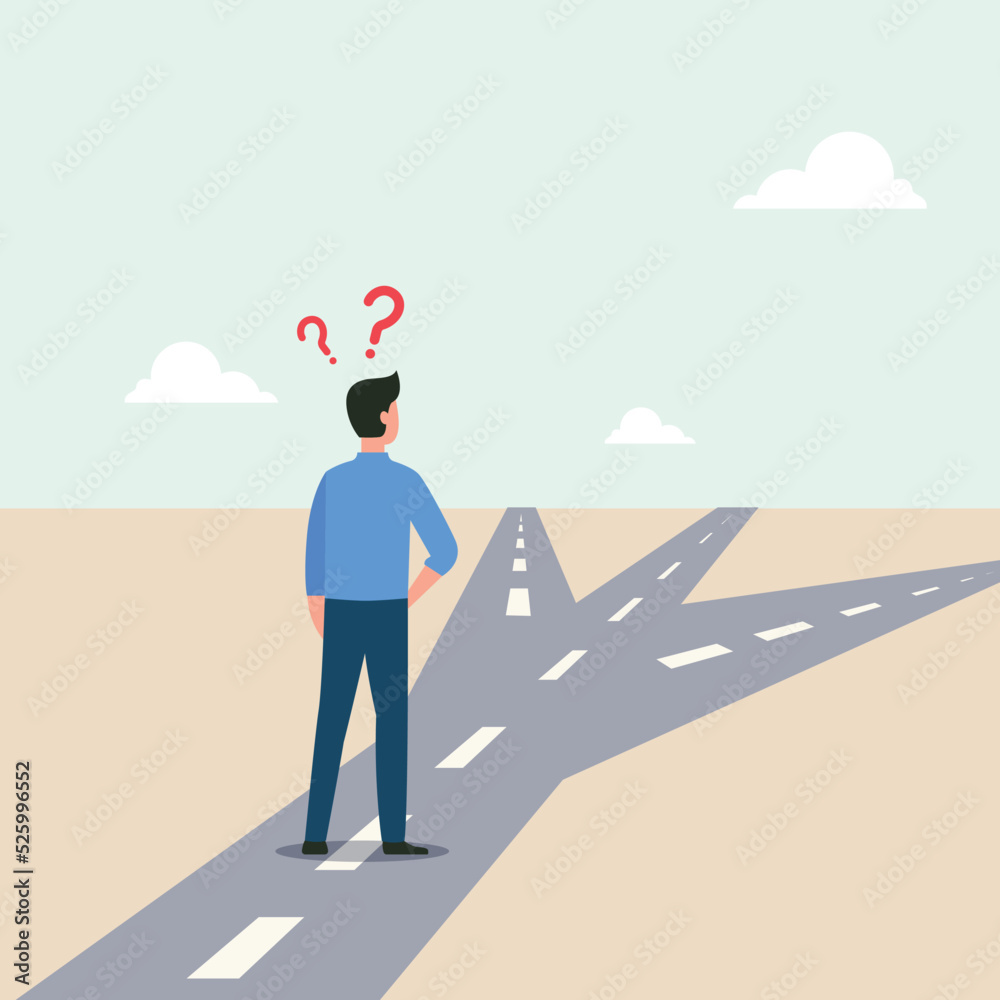 Business decision making, career path, work direction or leadership to choose the right way to success concept vector illustration Business decision making, career path, work direction or leadership to choose the right way to success concept vector illustration