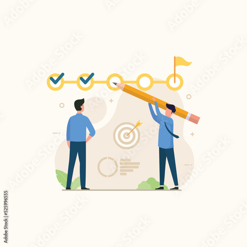 Checklist to remind project progress design concept vector illustration