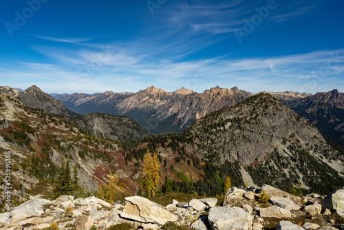 Autumn mountains with wispy clouds