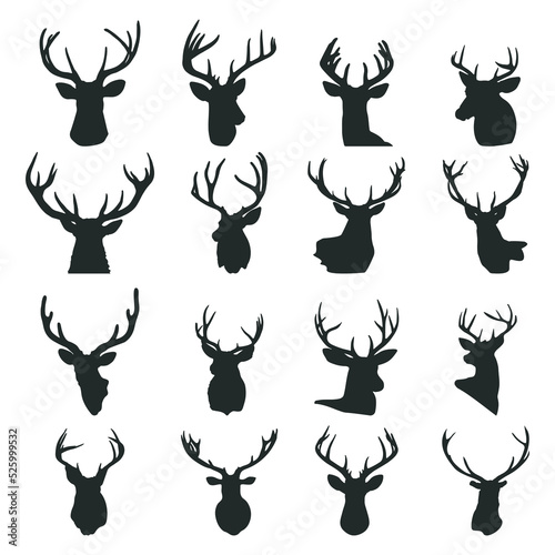 Deer Antlers silhouette set, Deer antlers icon set. Fototapet