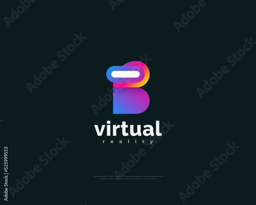 Modern Letter B Logo with Virtual Reality Glasses. Virtual Reality Glasses with B Initial Logo