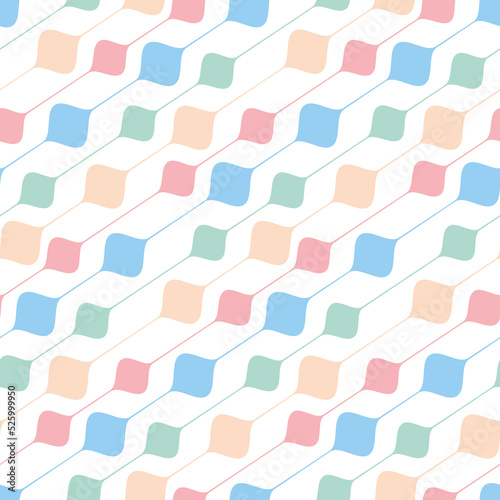 White background seamless pattern with pink blue yellow bead, vector illustration for textile